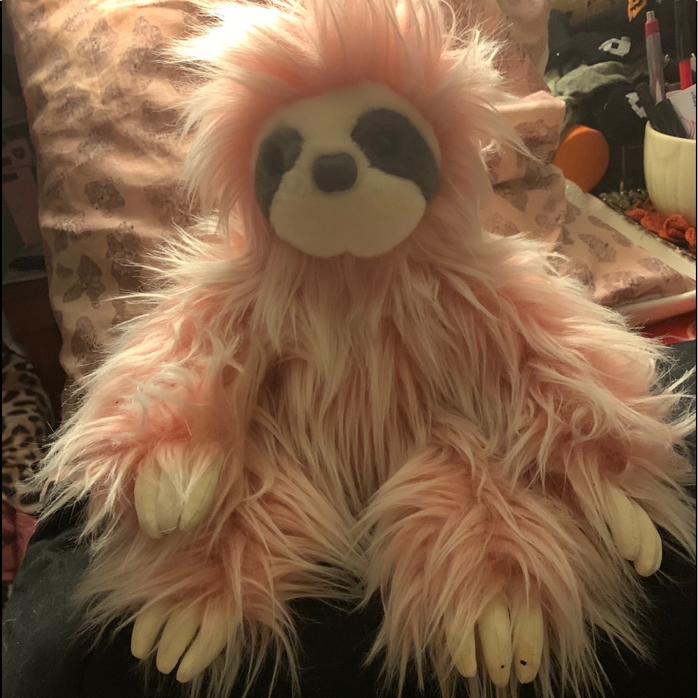 Pink with white dusting plush sloth